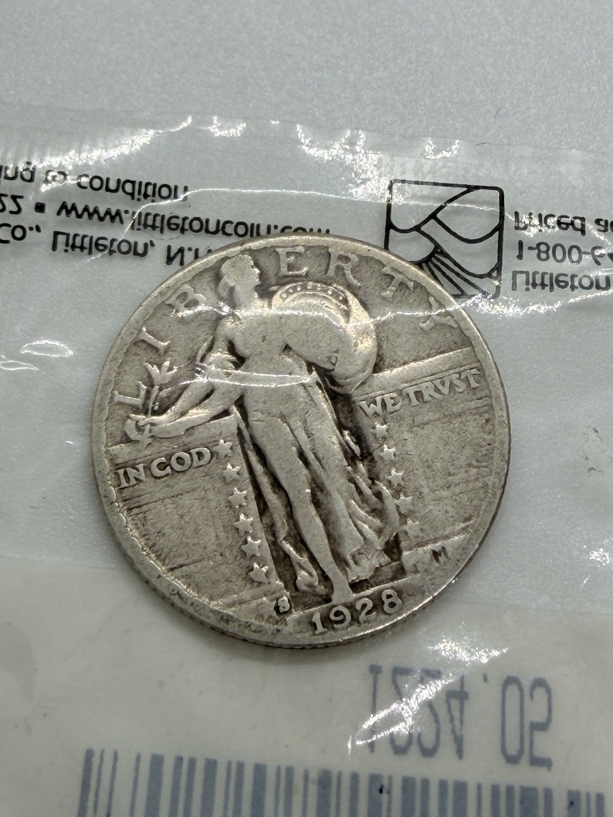 1928-S Standing Liberty Quarter Dollar- Good To Very Good In Littleton Packaging