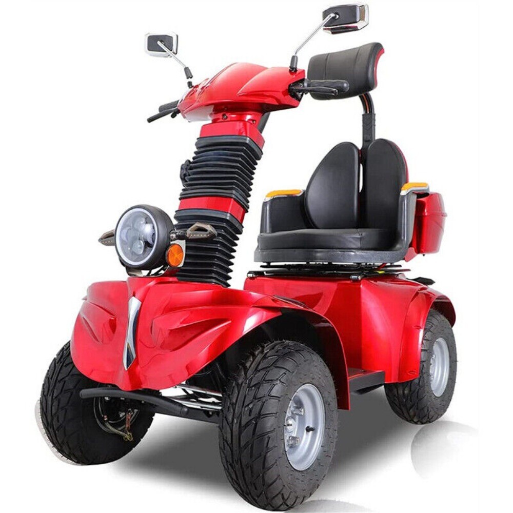 Heavy Duty 4-Wheel Mobility Scooter 31 Miles 3-Speed 1000W 660lbs Capacity Red