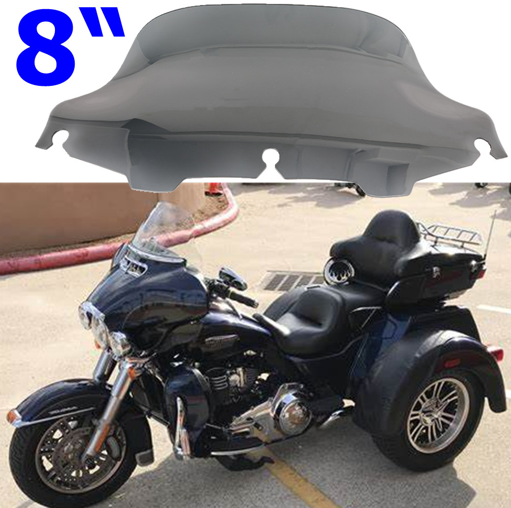 For Harley Tri Glide Ultra Classic FLHTCUTG 8" Smoke Windshield Windscreen