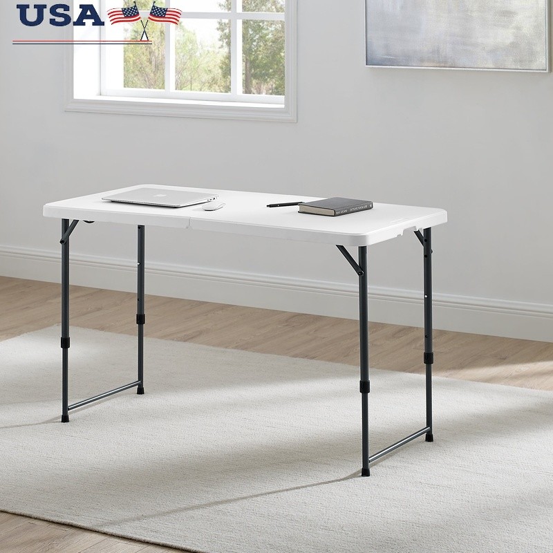 4ft Adjustable Folding Table Portable Lightweight Indoor Outdoor Use Event