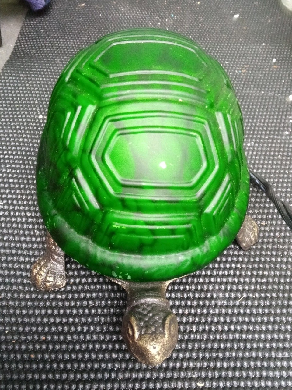 Vintage Turtle Green Accent Table Lamp / Night Light Tiffany Style