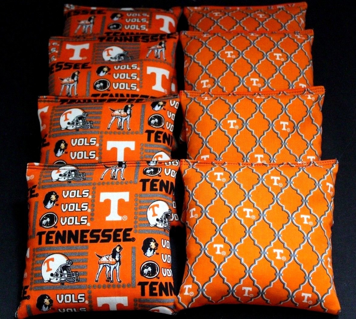8 ALL WEATHER  BEANBAGS made w TENNESSEE VOLUNTEERS Vols Fabric ACA Reg Bags