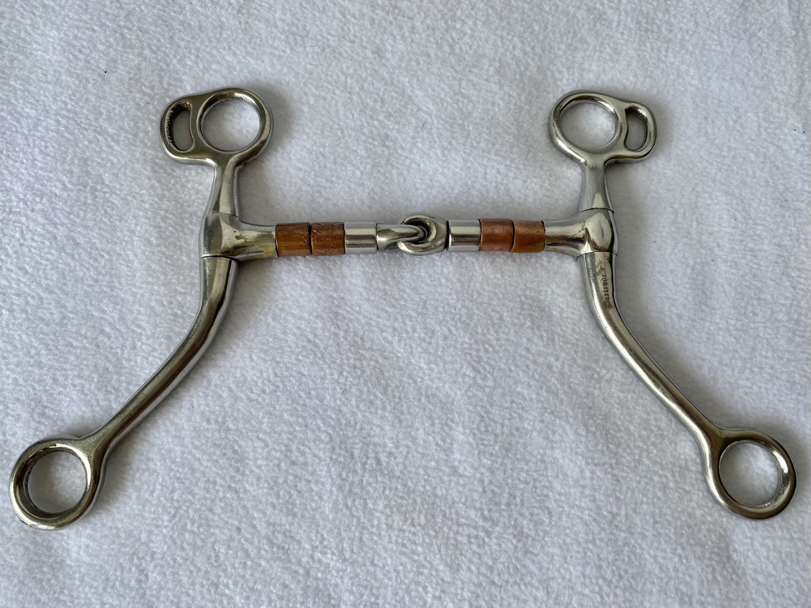 PARTRADE Medium Shank Snaffle Bit~5"Mouth~Copper & Stainless ROLLERS~Trail~Train