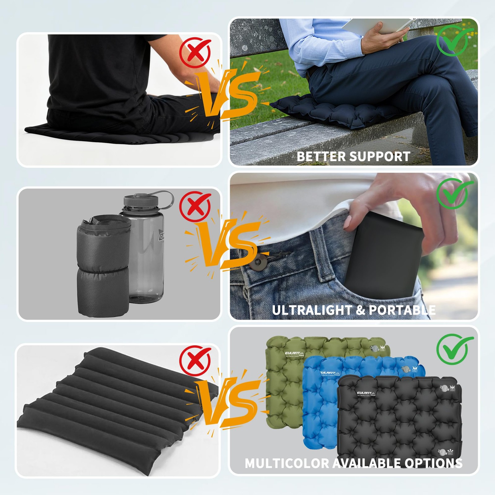 Inflatable Seat Cushion for Travel, Camping, Stadium, Office, and Sports Events