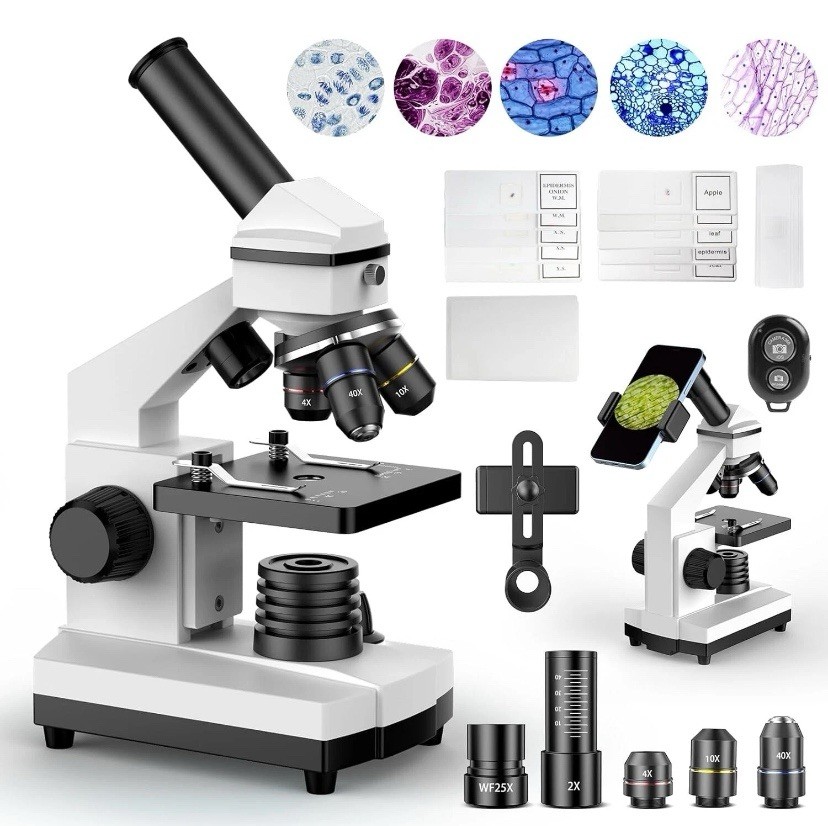 100X-2000X Compound Monocular Microscope For Kids Adult With Slides Set