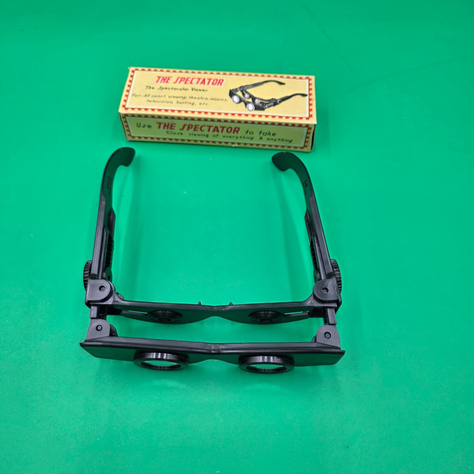 Vintage The Spectator Binocular Glasses Black Compact Viewer with Original Box