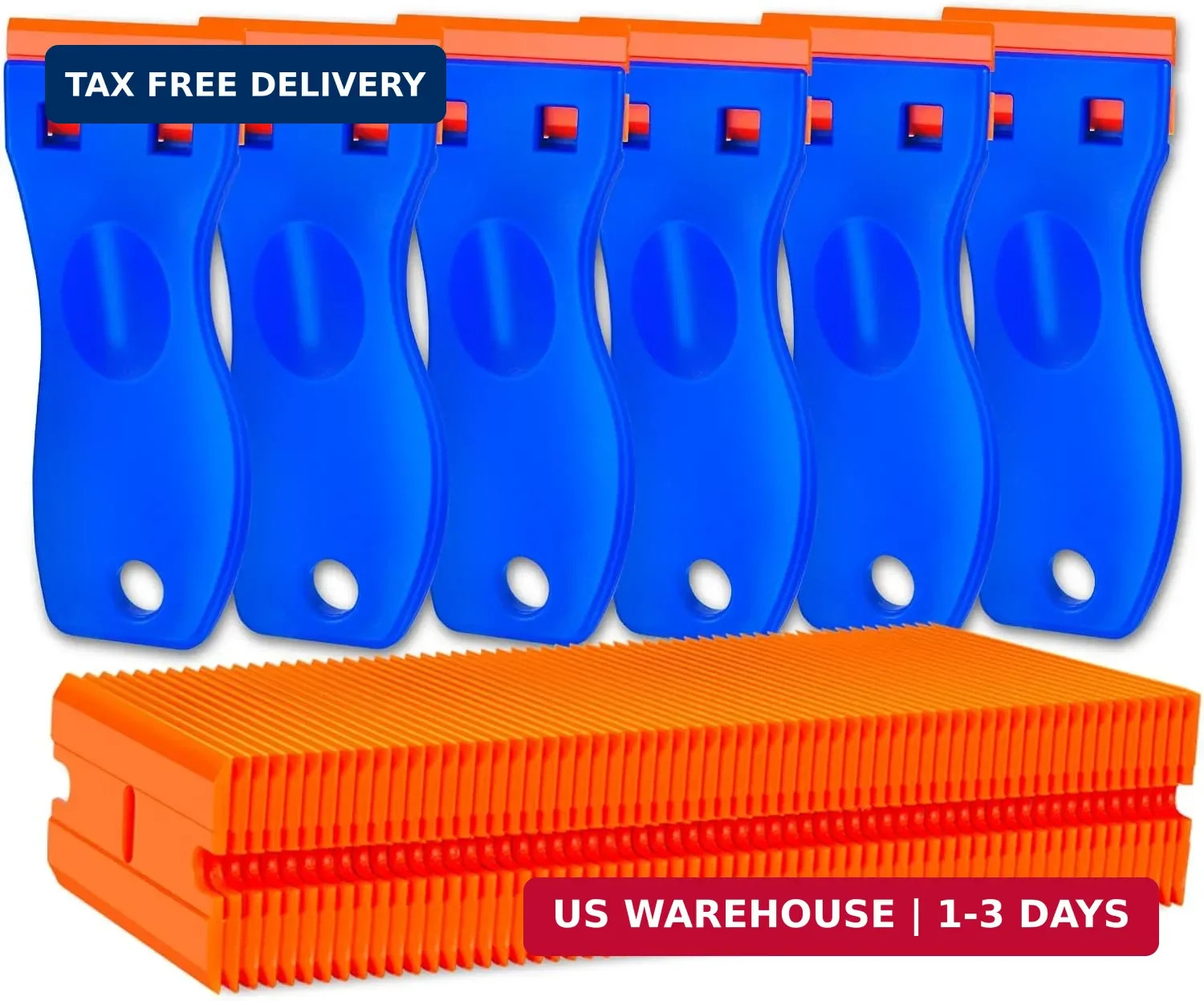 Plastic Razor Blade Scraper Tool, 6 Pcs Razor Scraper with 60 Pcs Plastic Blades