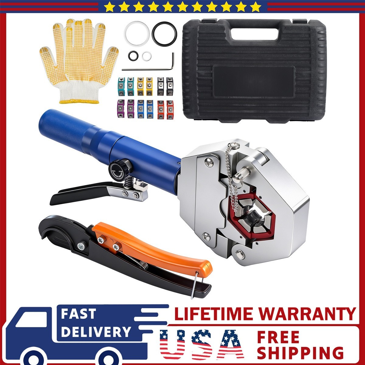 Hydraulic Hose Crimper With 7 Die for AC Hose, Auto A/C Line 71500 US NEW