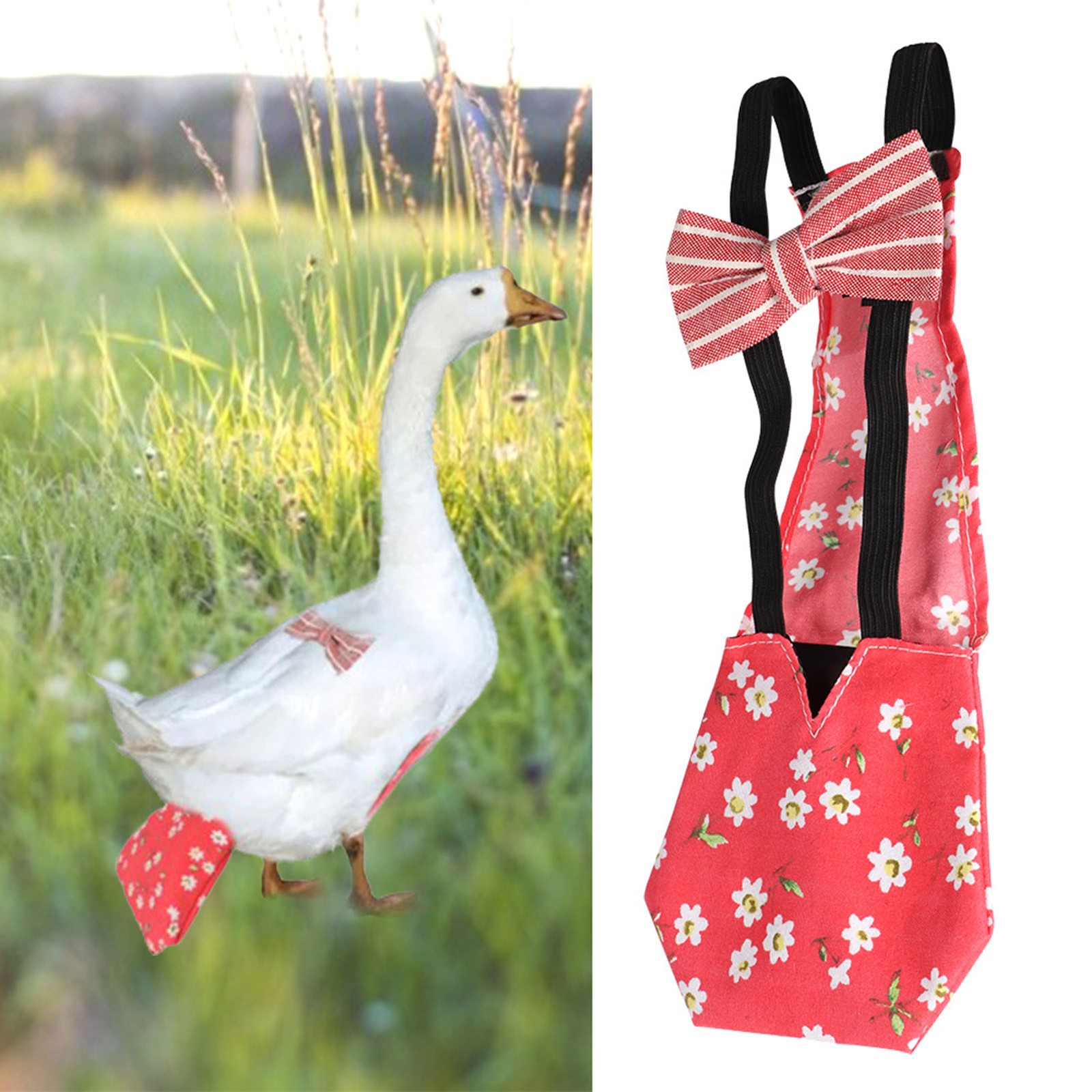 Pet Poultry Diapers Washable Portable Nappy For Goose Duck Chicken (Red