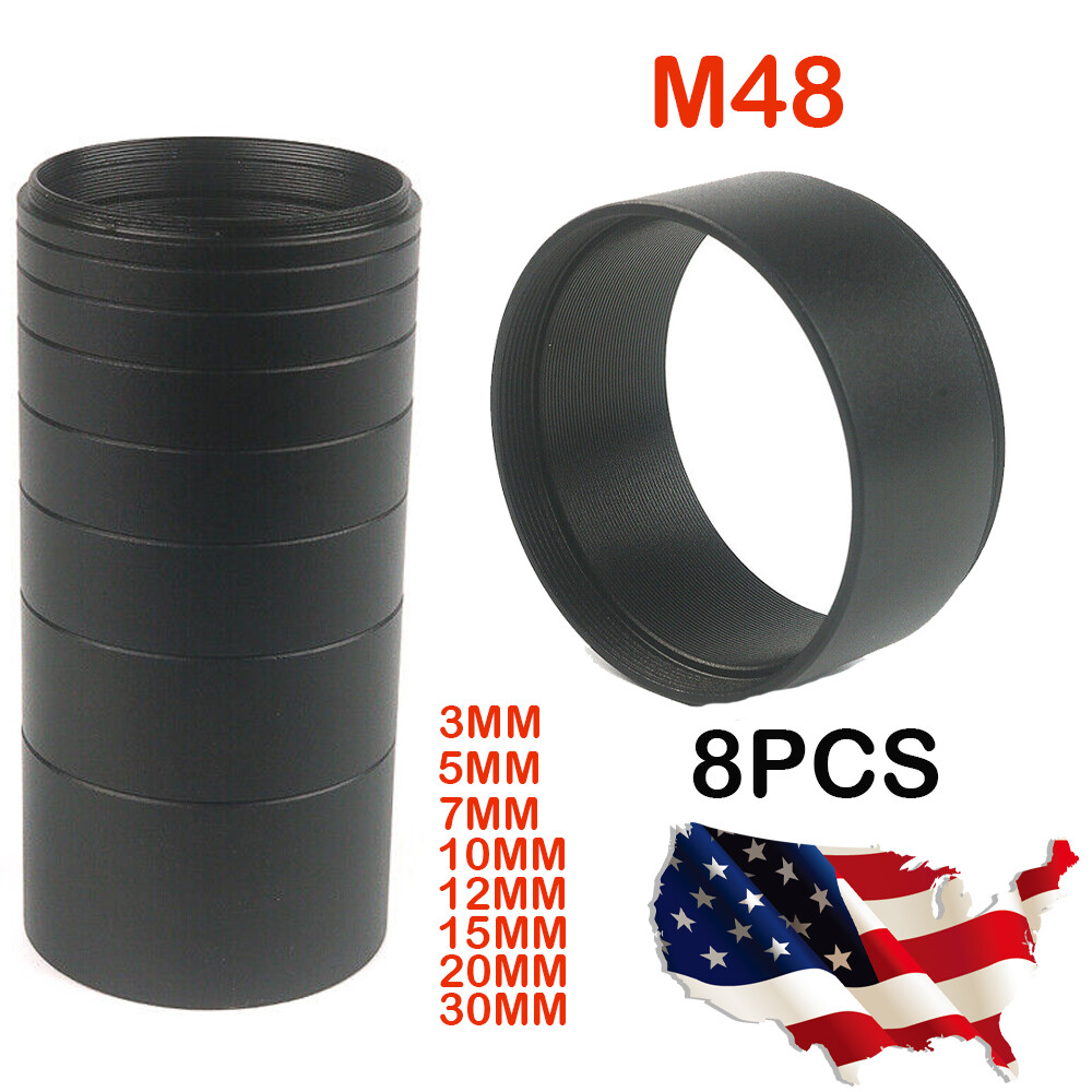 8Pcs M48 Focal Length Extension Tube Kits for Astronomical Telescope T Ring
