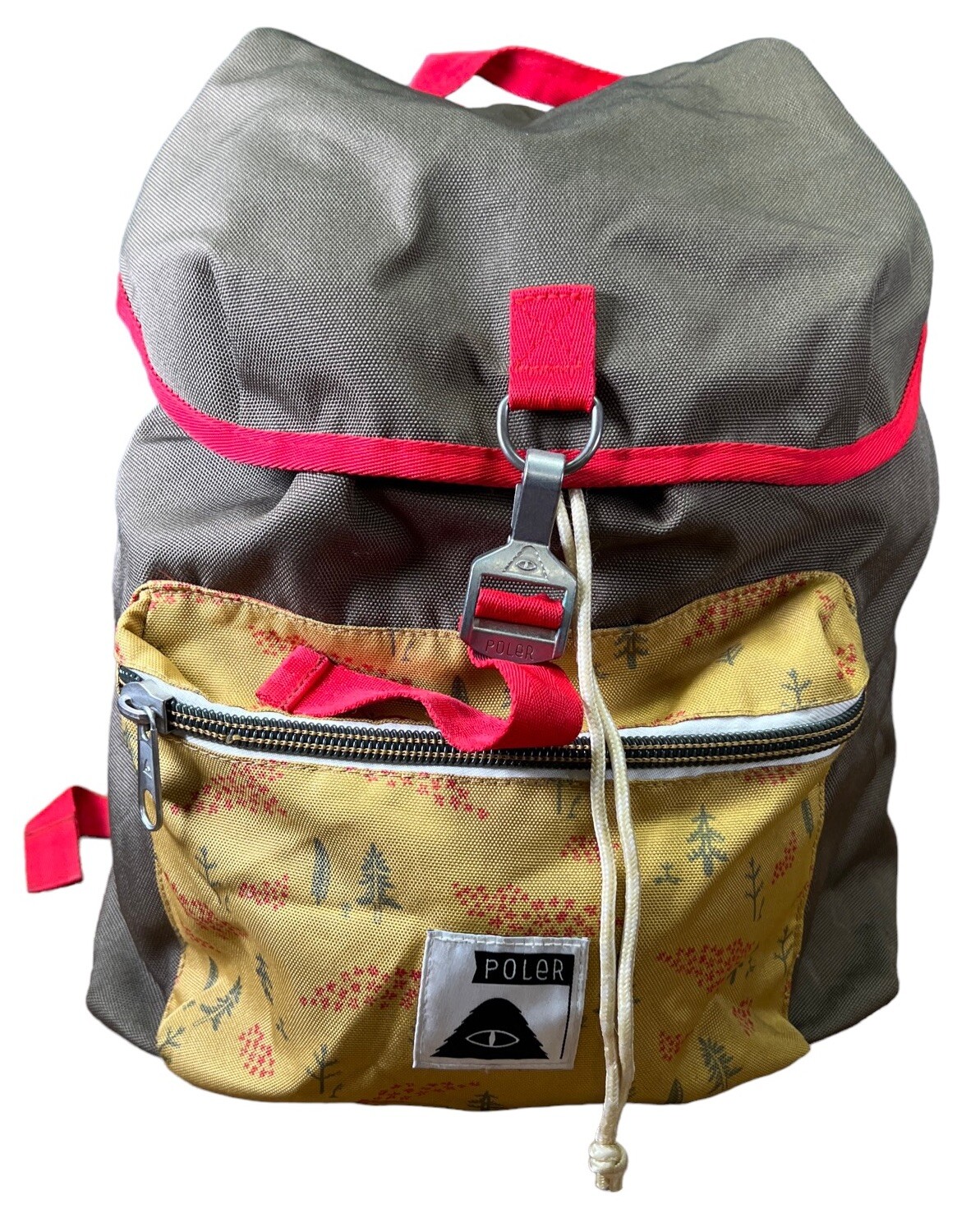 Poler Canvas Drawstring Soft Backpack Camping Hicking Large  18 X 15”