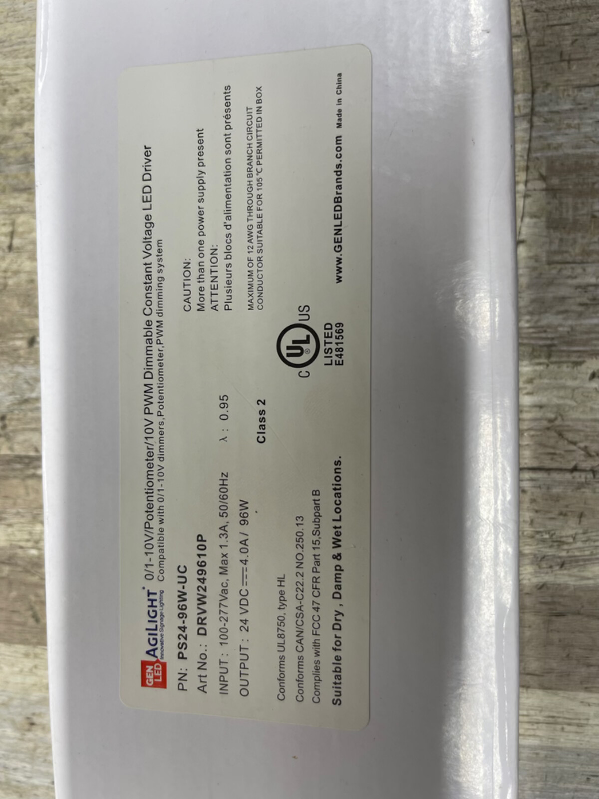 GEN LED PS24-96W-UC Agilight Dimmable Constant Voltage LED Driver