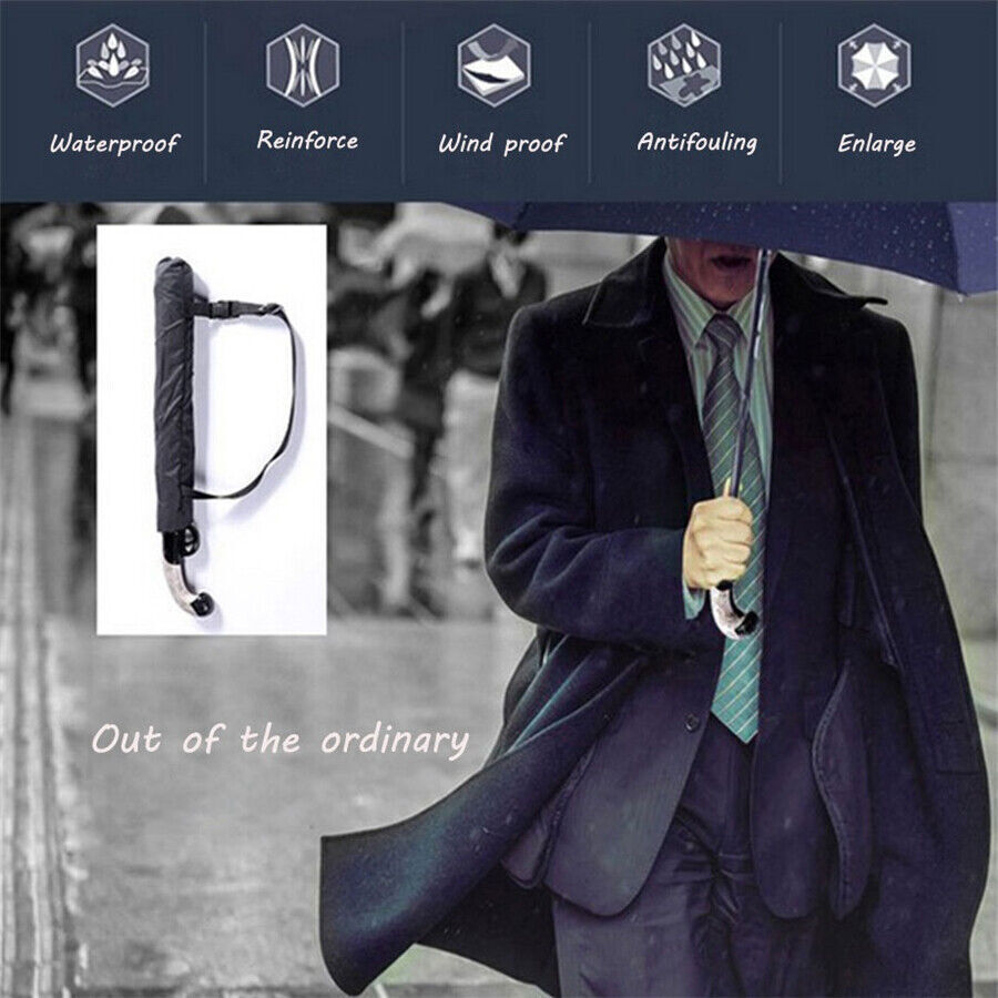 Classical Gun Handle Automatic Umbrella Black Two Folding Sun Umbrella Rain Gear