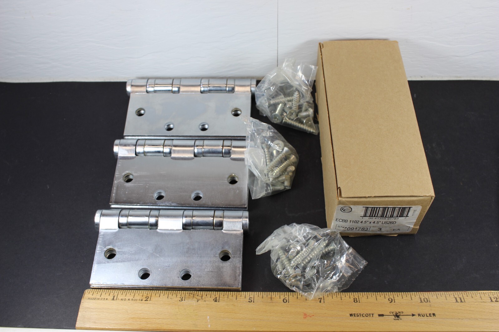 Set of 4.5" X 4.5" Heavy Duty Commercial Door Hinges US26D Finish "New"