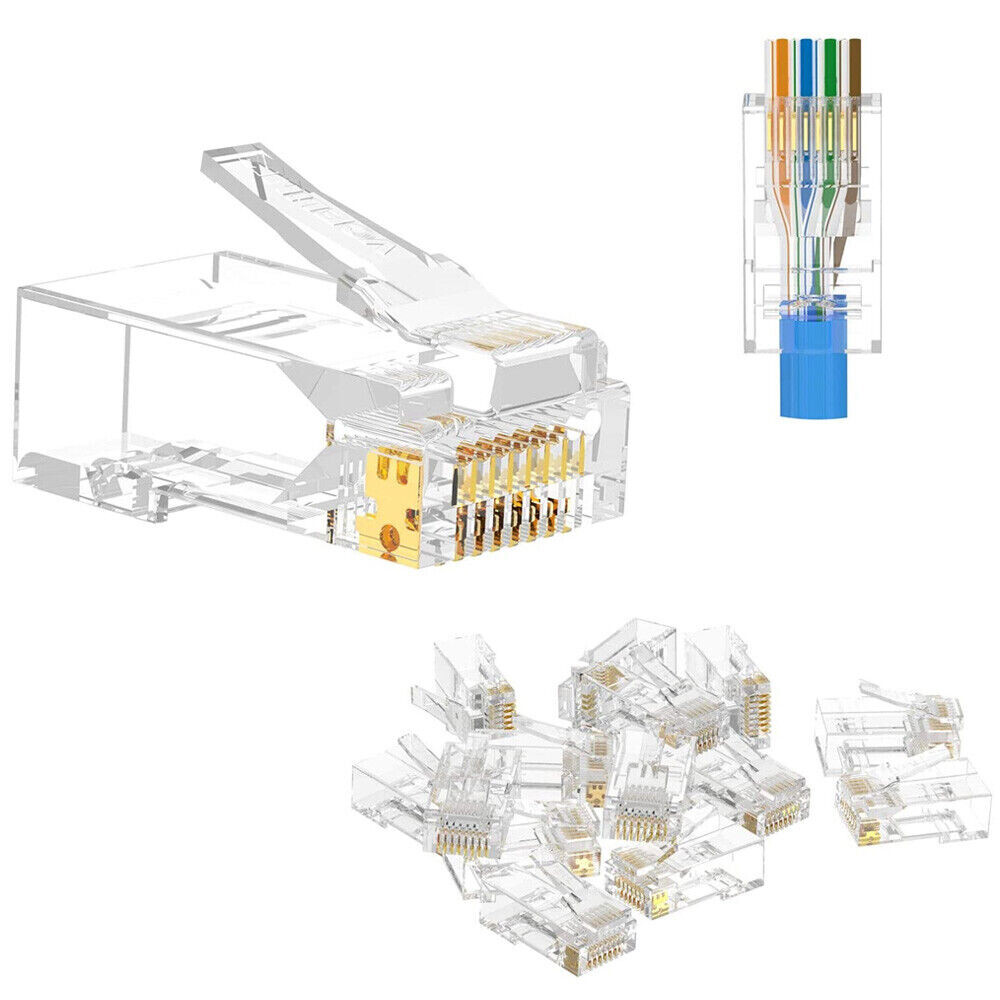 1000PCS CAT6 RJ45 Pass Through Network Cable Modular Plug Connector Open End
