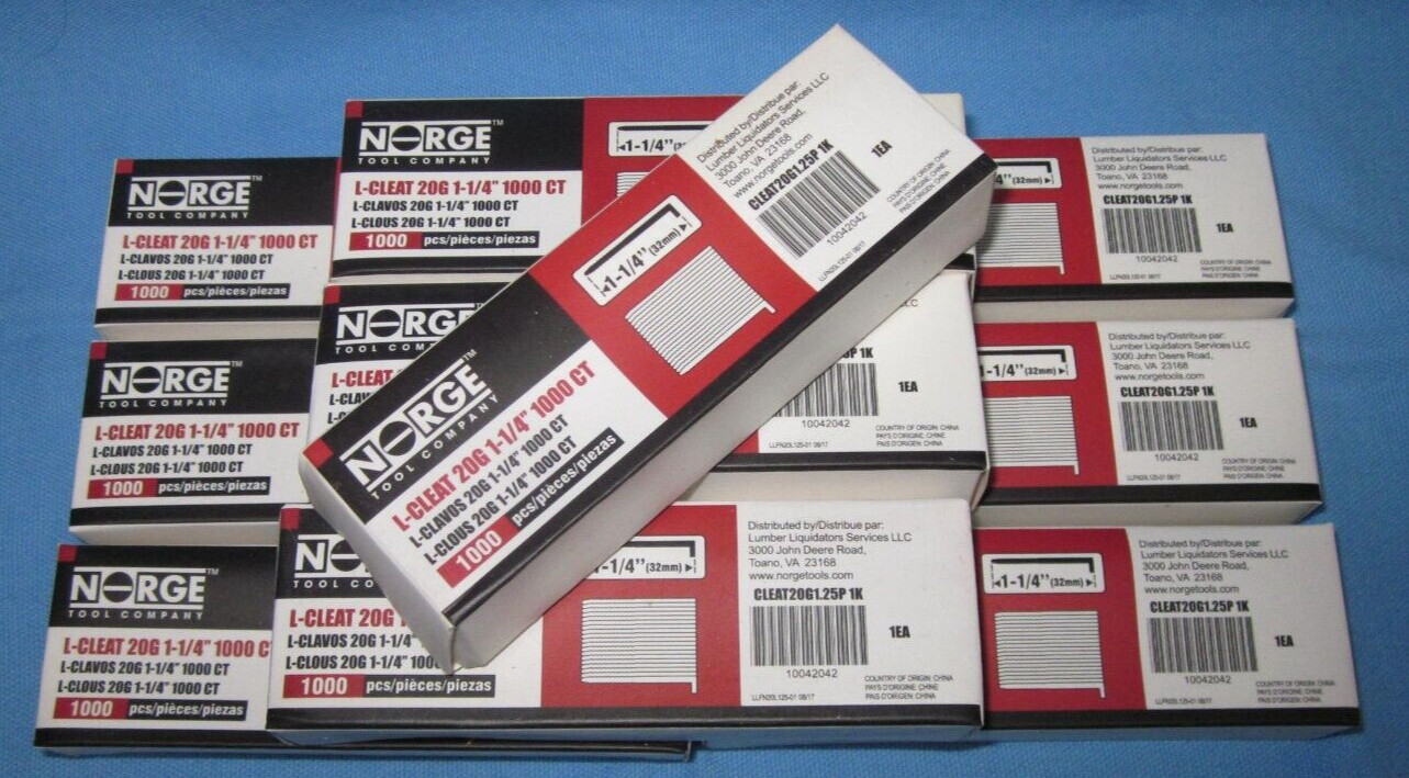 10,000 ~ 20 Gauge 1.25" L Cleats, Flooring Nails ~ Norge Tool Company