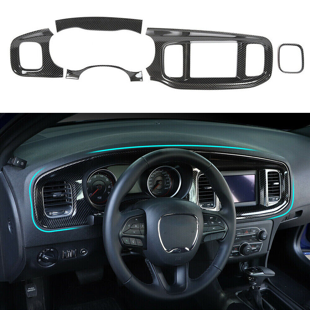 Carbon Fiber Central Console Dashboard Panel Cover Trim for Dodge Charger 2015+