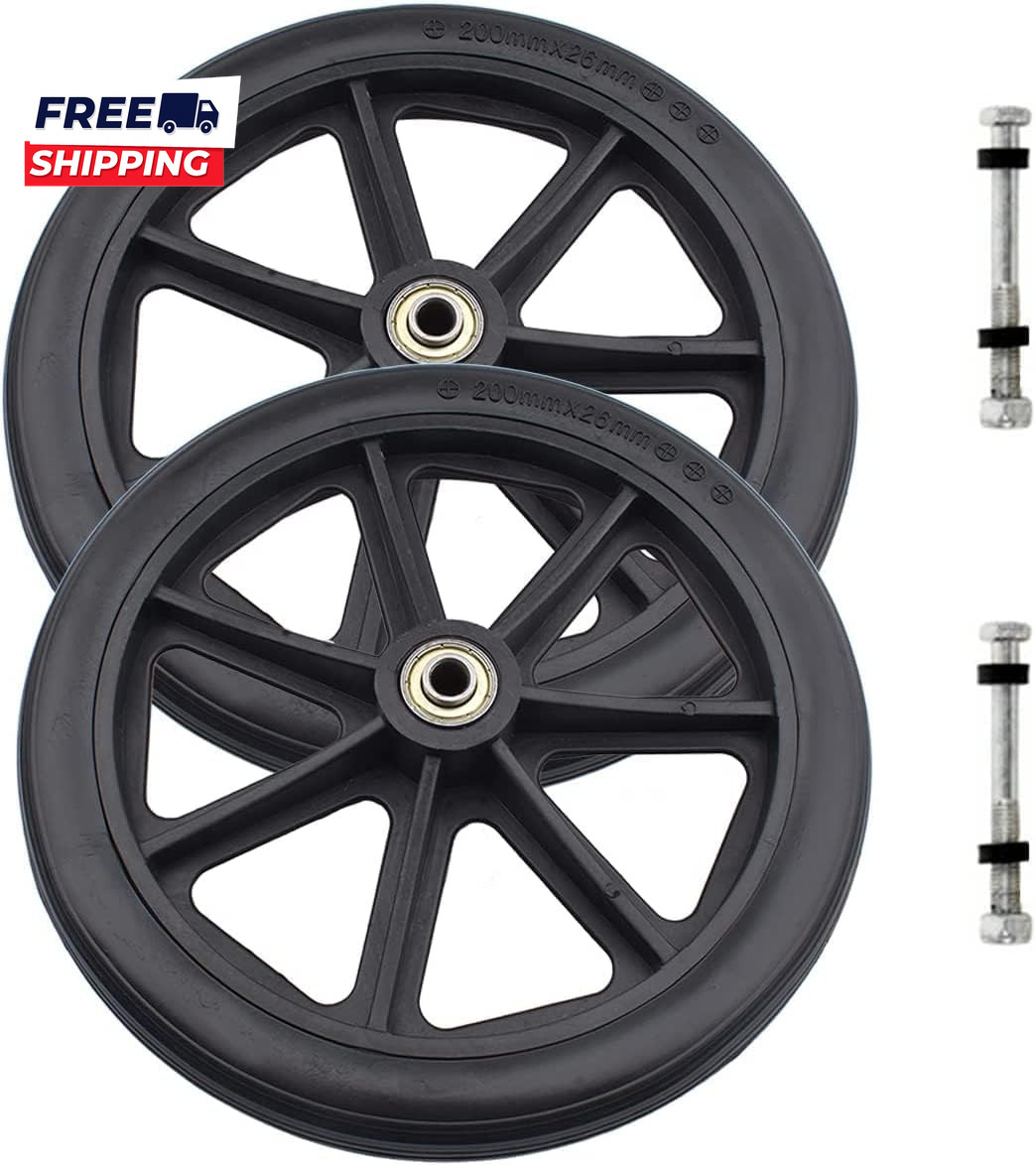 2Pcs Wheels Replacement for Wheelchairs 8" X 1" Rollator Wheels