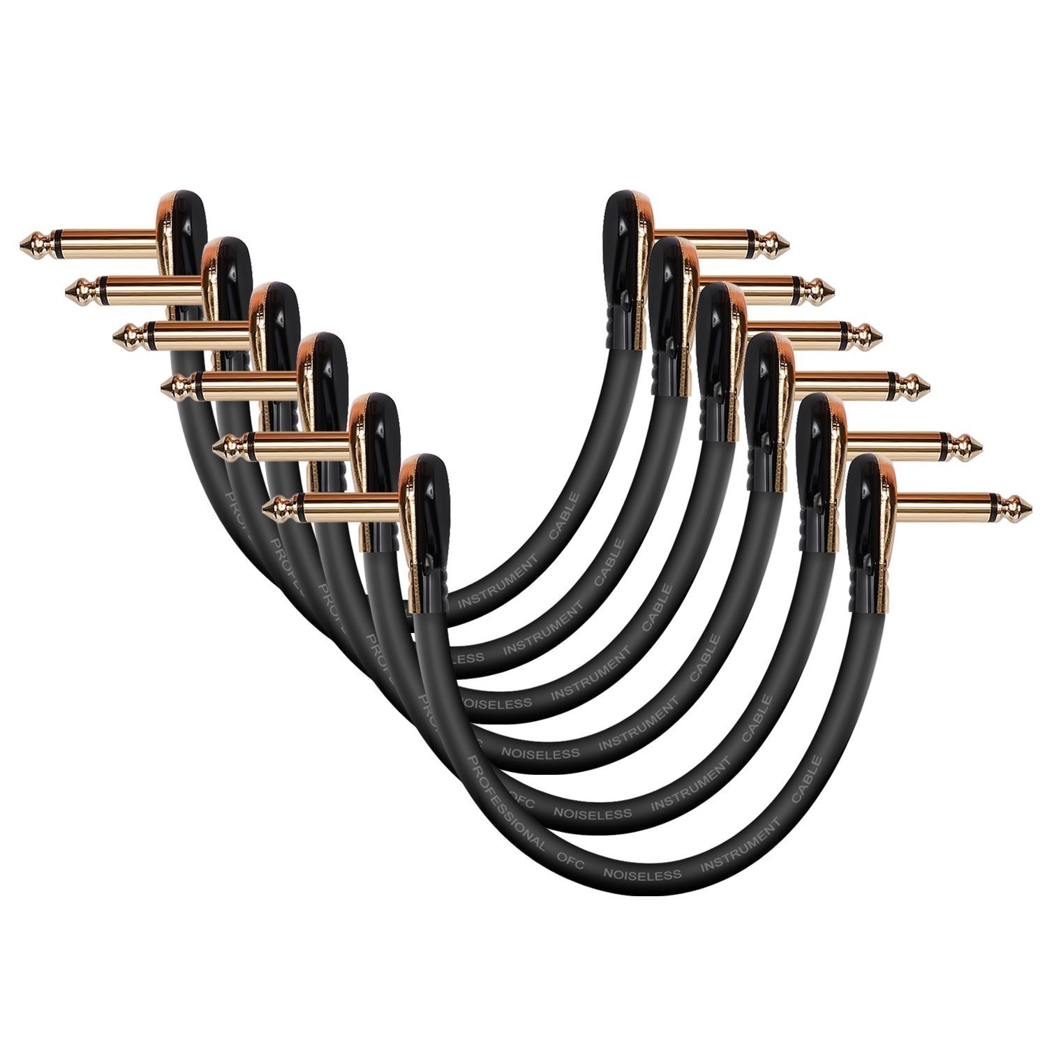 Donner Guitar Patch Cables Right Angle 6 Inch 15 cm 1/4 Instrument Cables for...
