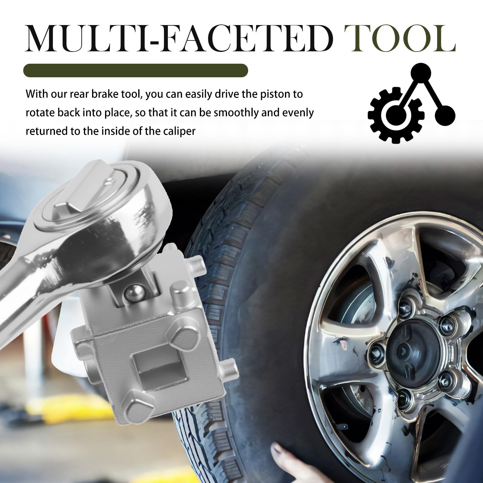 Silver Car Cube Brake Caliper Compression Tool 3/8 Inch