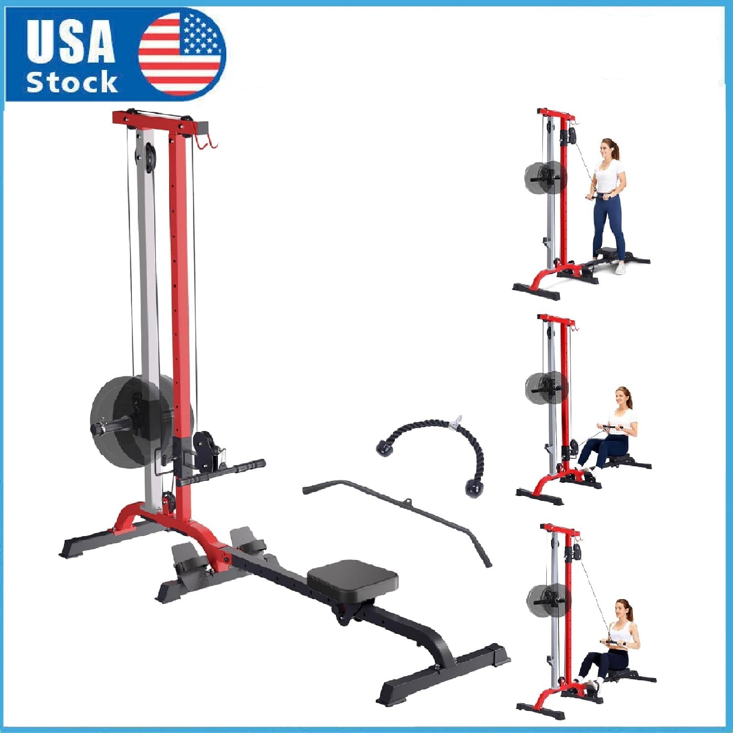 2in1 Rowing & Cable Machine ,LAT Pull Down & Low Row Cable Machine for Home Gym
