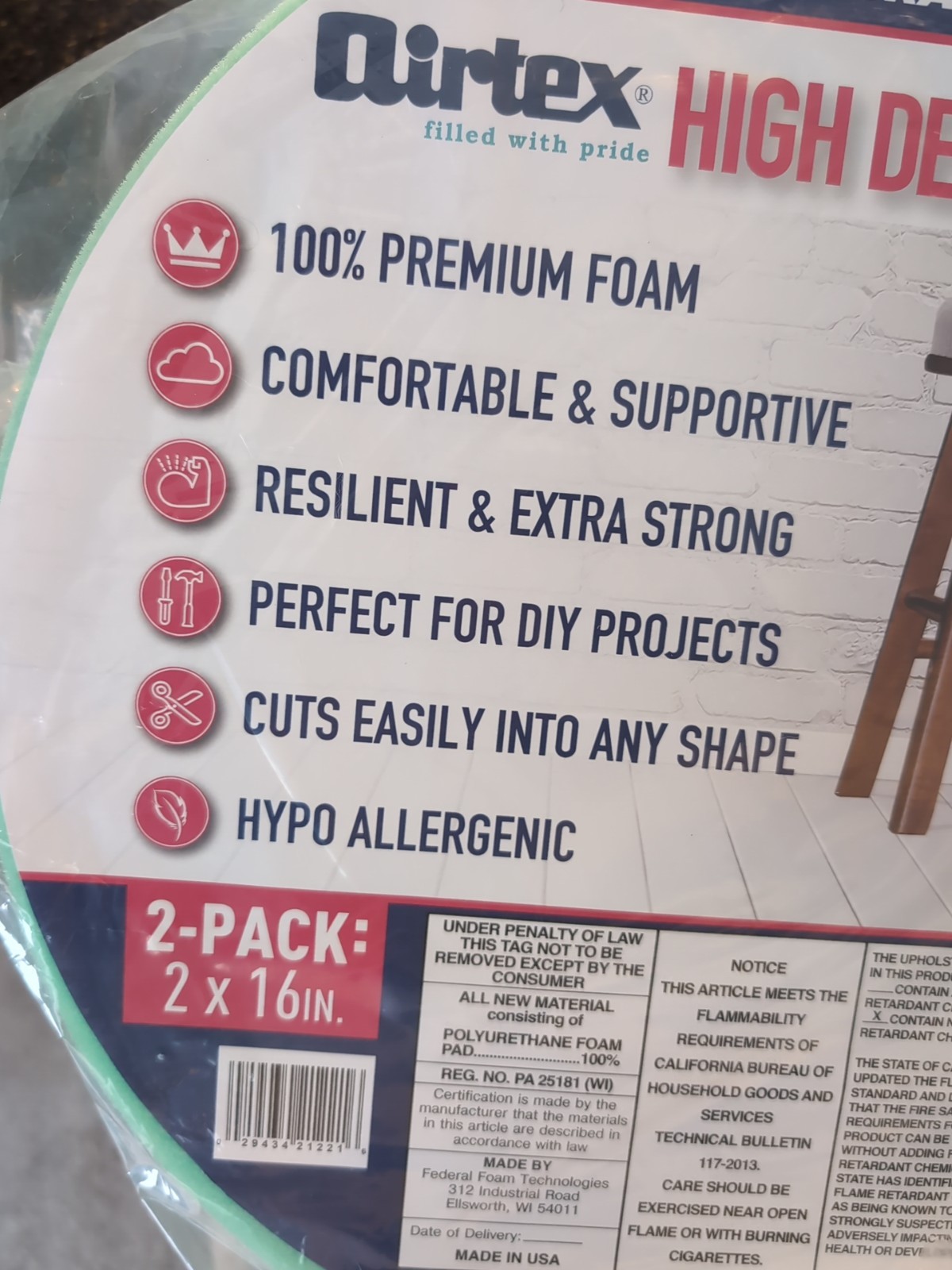High Density Foam-Airtex 16" Round 2 Pack!!!