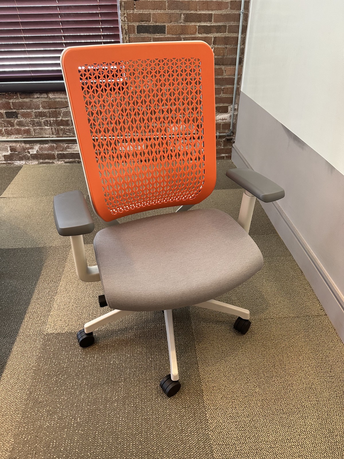Genus High Back Upholstered Adjustable Office Chair Seat Orange Gray Set of 8