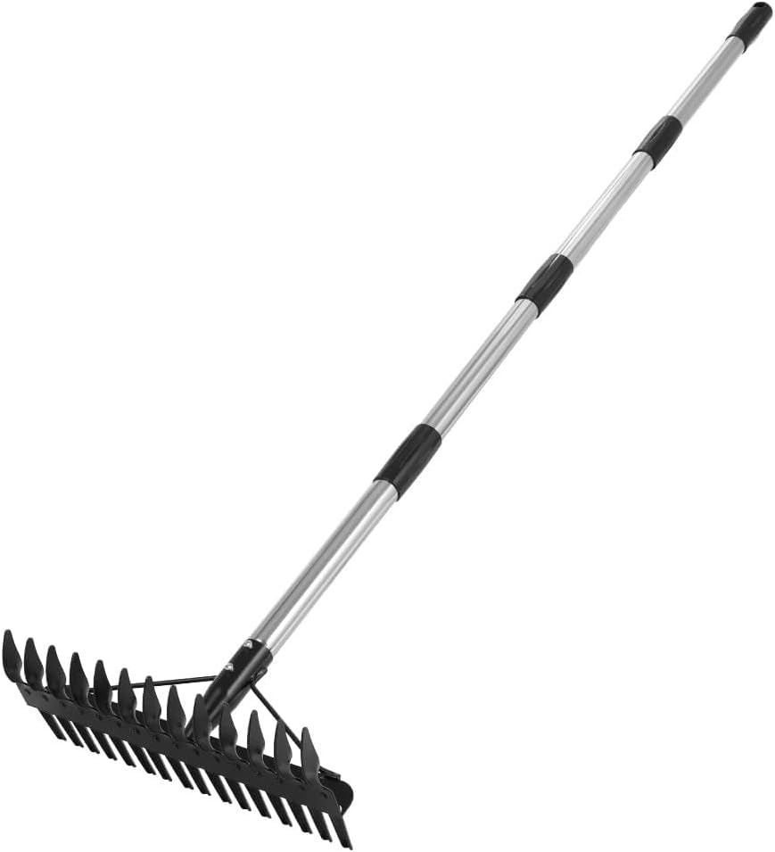 Thatch Rake - 63 Inch Dethatcher Rake with Upgraded Dual-Action Tines, Adjustabl