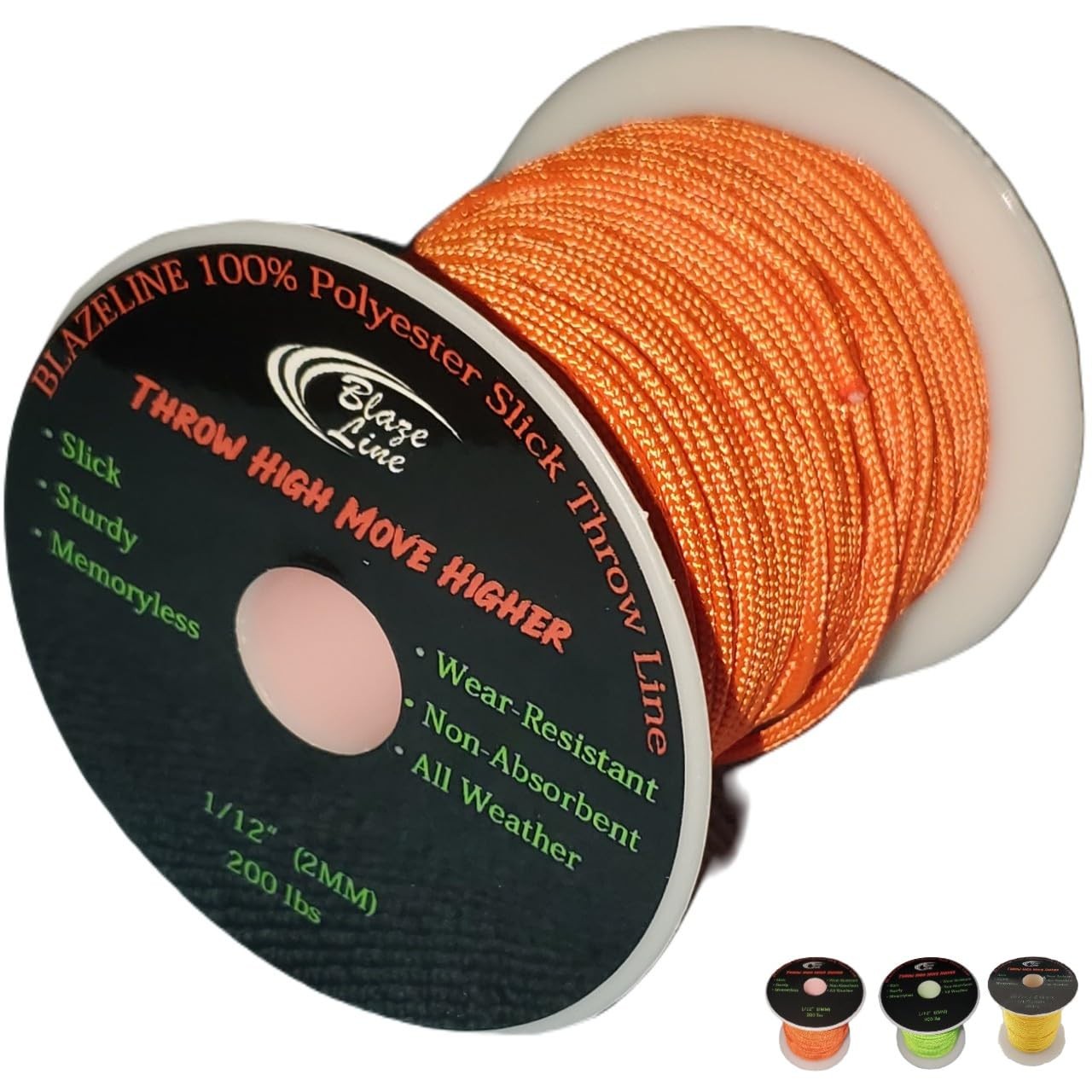 Blaze Line 100% Polyester Climbing Throw Rope 2 mm 150 FT, Bright Orange