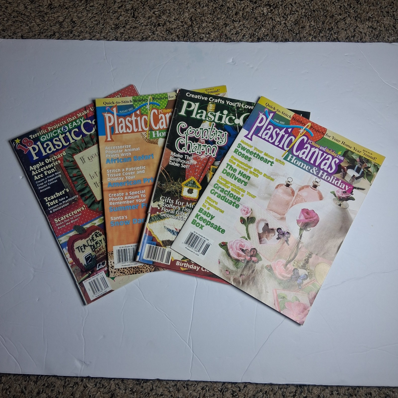 Vintage Plastic Canvas Magazine Lot Country Charm Home Holiday Patterns 90s 2002