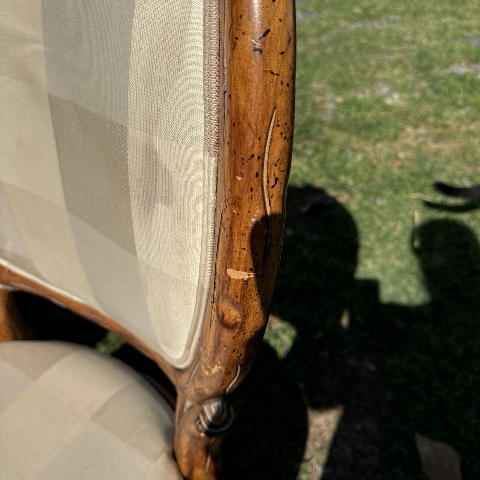 Casa Stradivari Dining Chairs Lot Of 3 Fabric Damaged And Wood Scuffed CPU ONLY