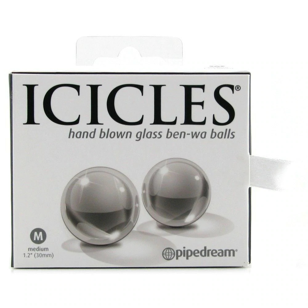 Icicles No 42 Glass Ben Wa Balls Medium Clear Vaginal Tightening Kegel Exercise