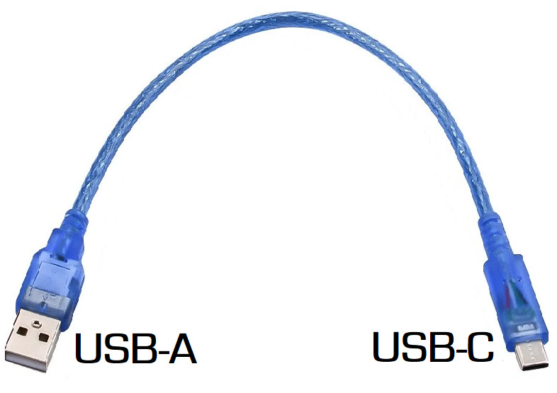USB Cord Cable Type A to USB C, Short (approx 1 ft overall)