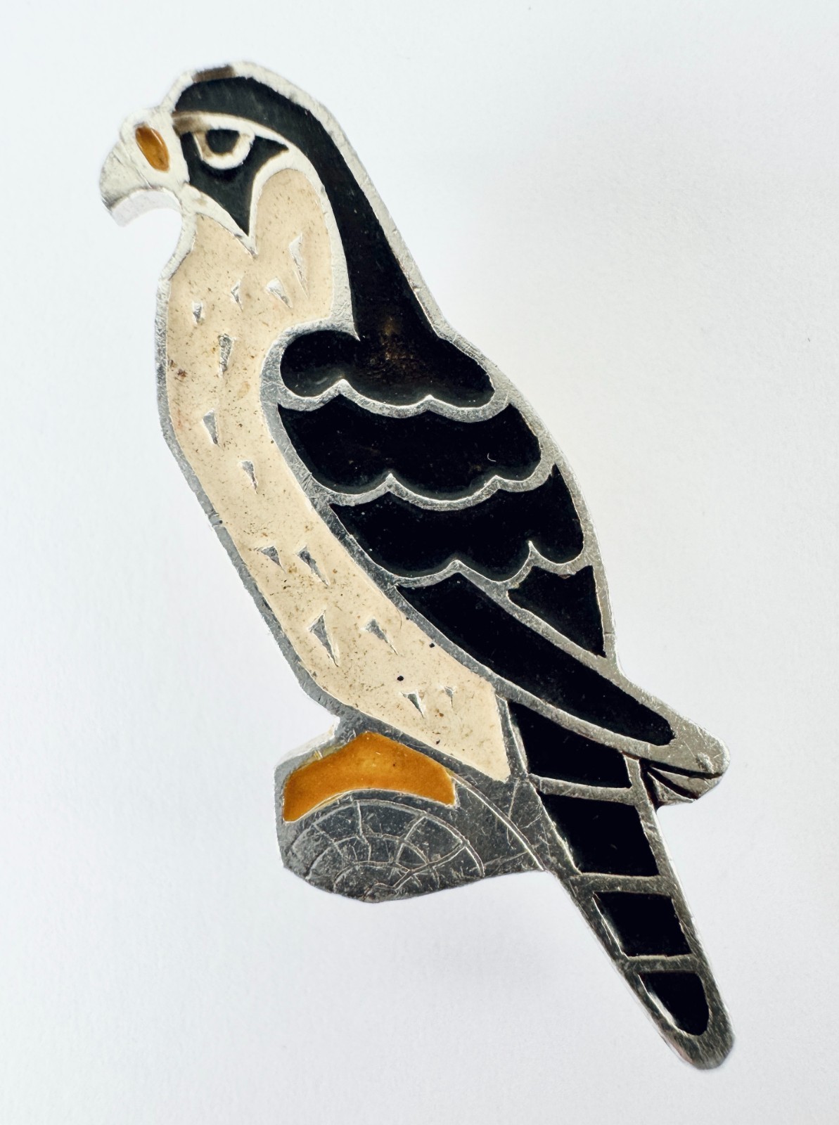 Vintage USSR Lapel Pin Bird Hawk Eagle Falcon Soviet Animal Enamel Metal Badge