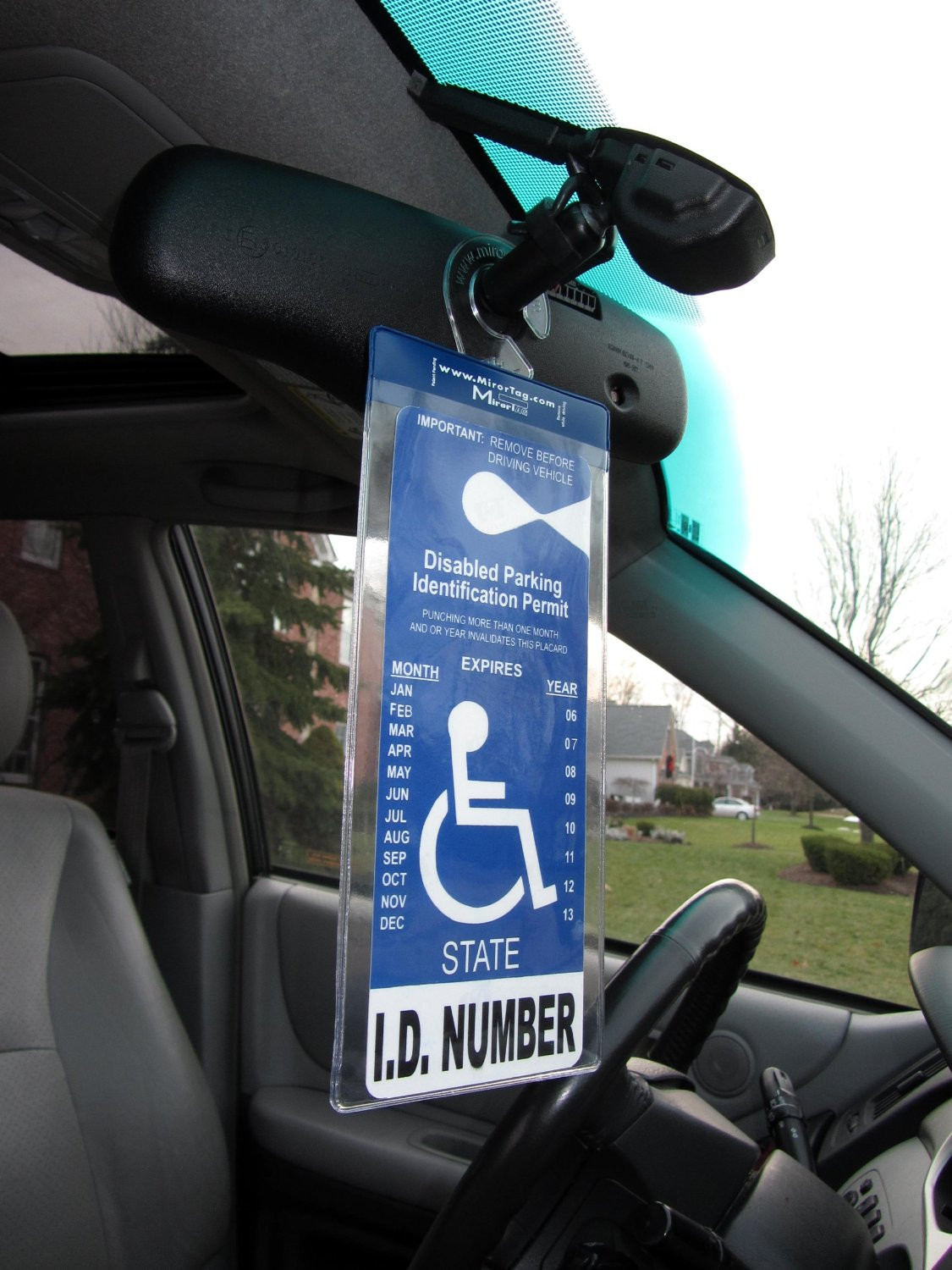 Handicap Tag Holder & Protector+Storage Magnet. Sturdy Hook - ON & OFF in a Snap