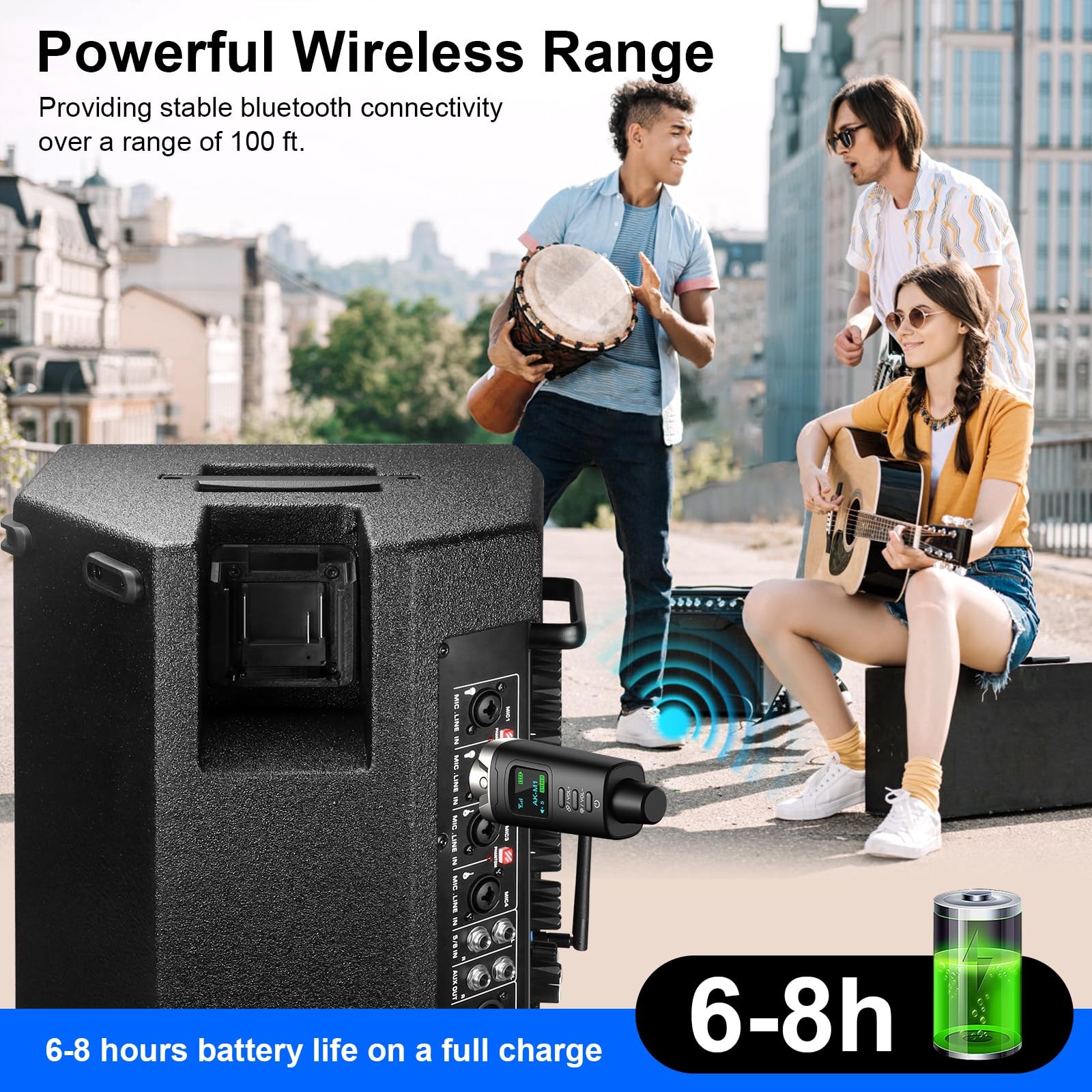 Bluetooth XLR Receiver, Wireless Audio Adapter, 100ft, Stereo