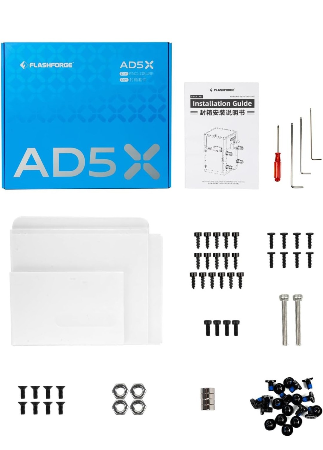 FLASHFORGE AD5X 3D Printer Enclosure Kit, DIY Colors & Style, Optimized Design,