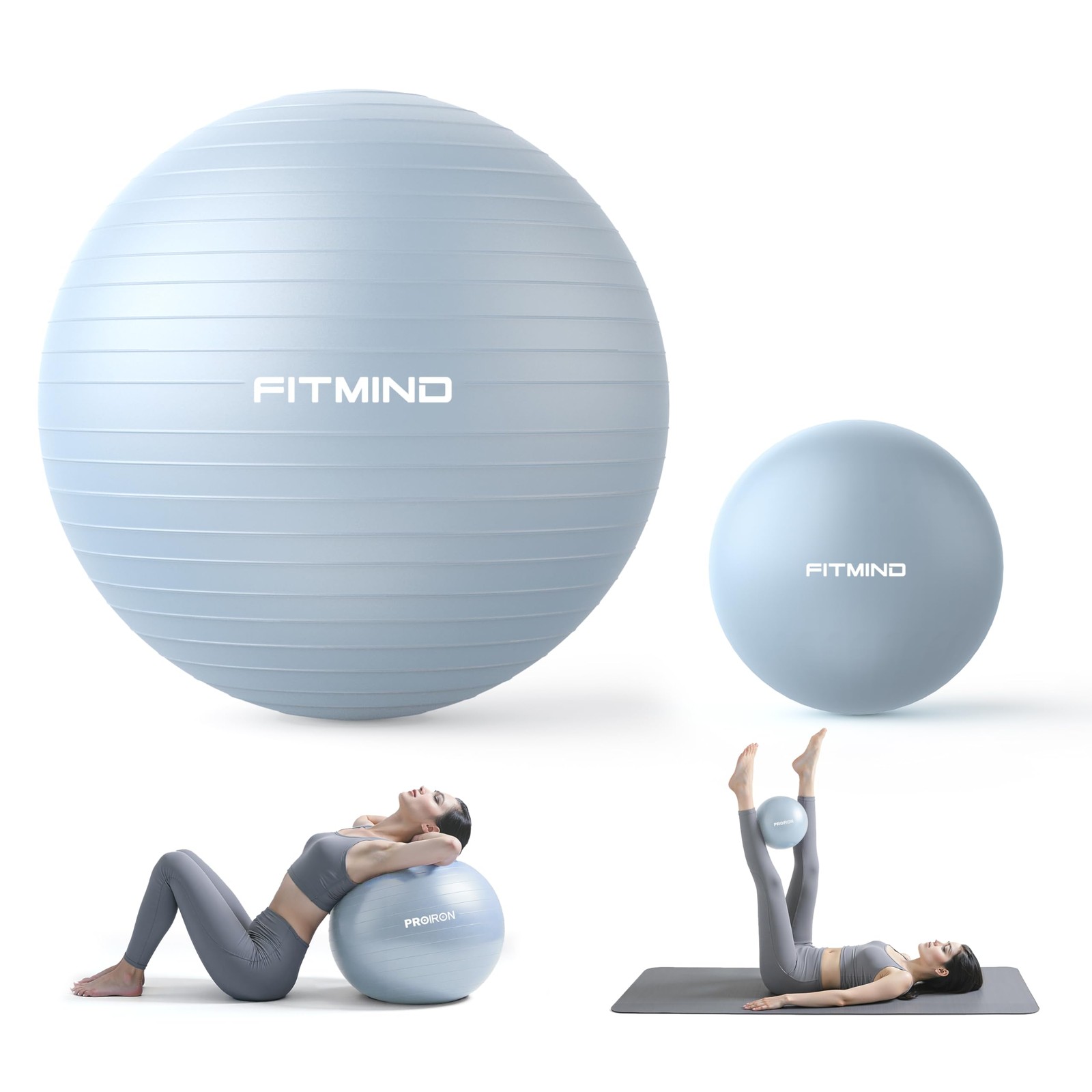 Exercise Balls Set 22-30 Inch & 9 Inch, Small Pilates Ball with Pump, Pregnancy