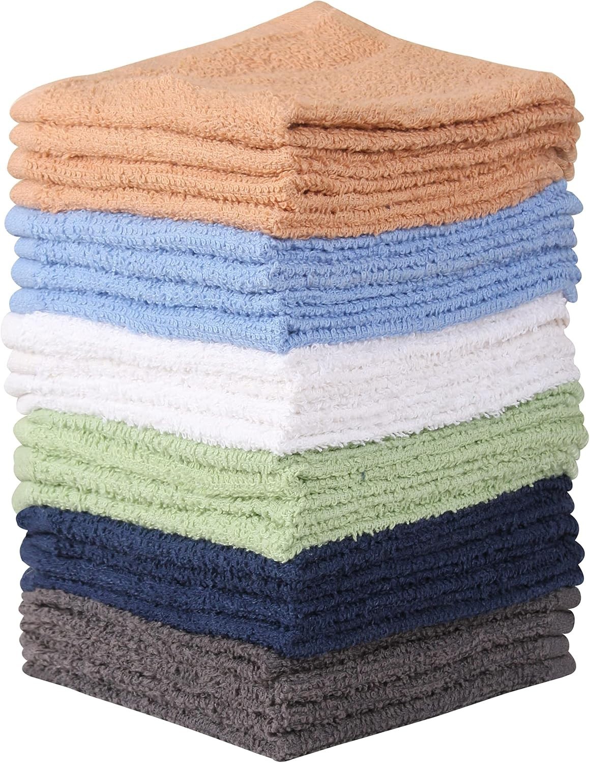 24 Pack Washcloths – Soft Cotton Wash Cloths for Face, Bathroom, Spa, Gym