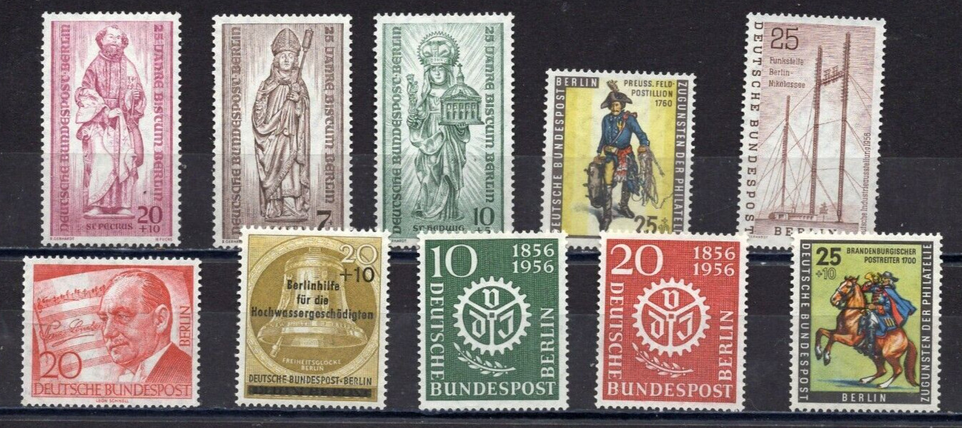 GERMANY/BERLIN 1955-1956 SET OF 10 STAMPS MNH