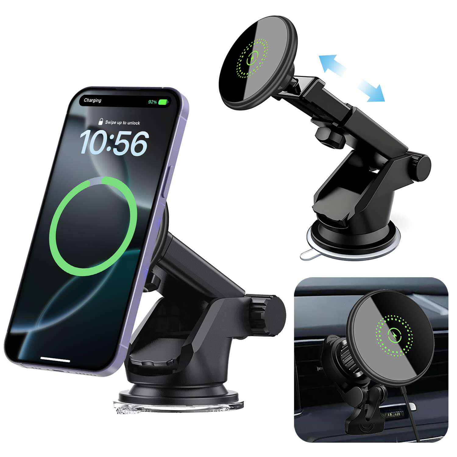 Magnetic Wireless Car Charger Phone Mount For Apple iPhone Air 17 Pro 16 15 14
