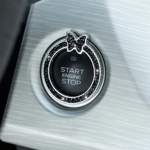 Bling Car Engine Start Ring Sticker, Rhinestone Butterfly Vehicle Push Black
