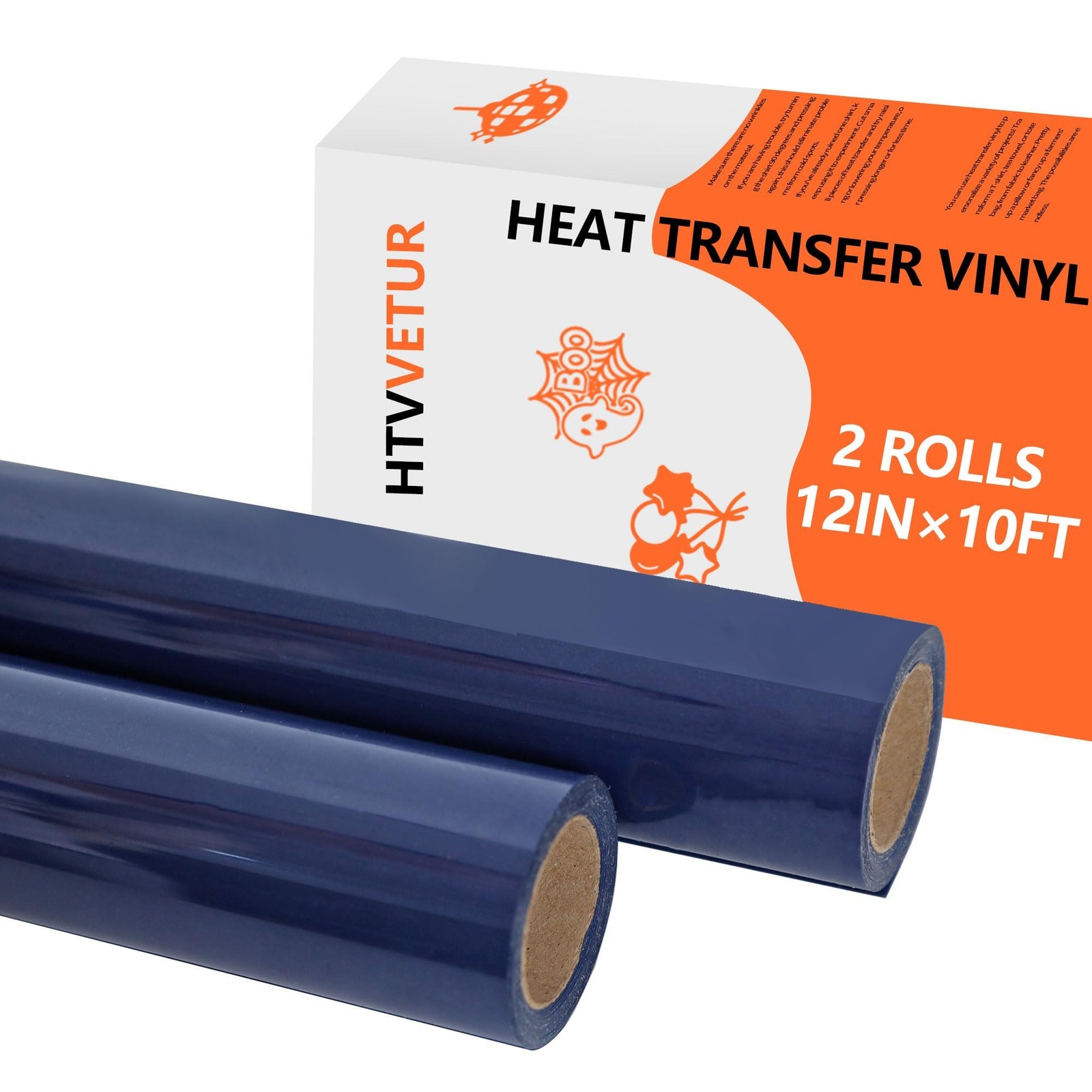HTVVETUR HTV Roll Heat Transfer Vinyl - 2 Rolls 12" x 10ft Navy HTV... Fast Ship