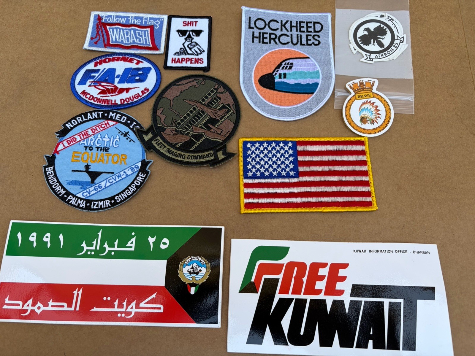 Lot Sale 11 Desert Storm War Military Patches Navy USMC A6 CV66 F18 Lockheed F14