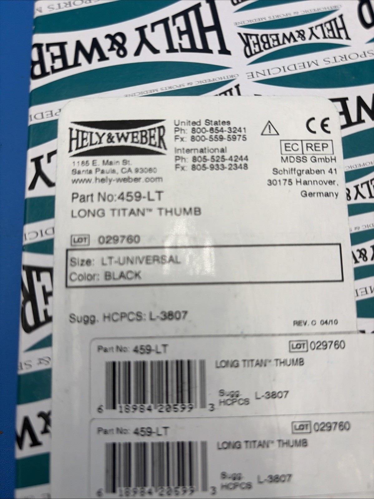 Hely & Weber Long Titan Thumb , 459-LT - Size Universal, Left