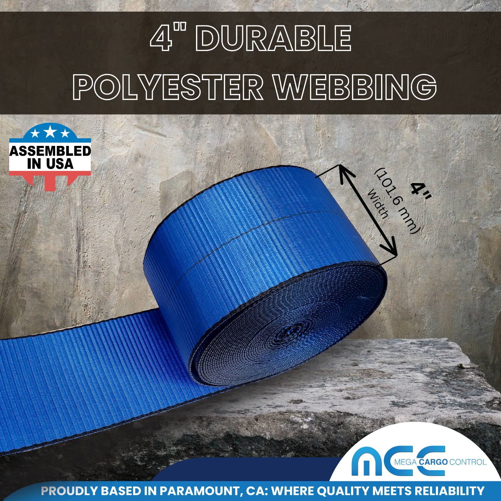 10 Pack USA 4" x 5' Roll Off Container Winch Strap w/ Large Flat Hook for Truck