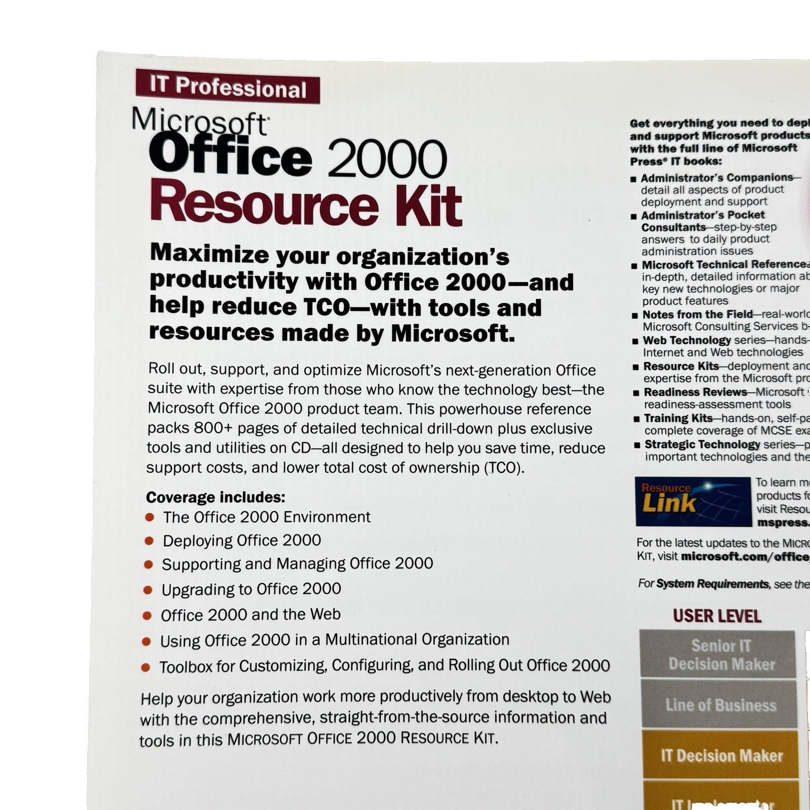 VINTAGE Microsoft Office 2000 Resource Kit With CD, *NEW*