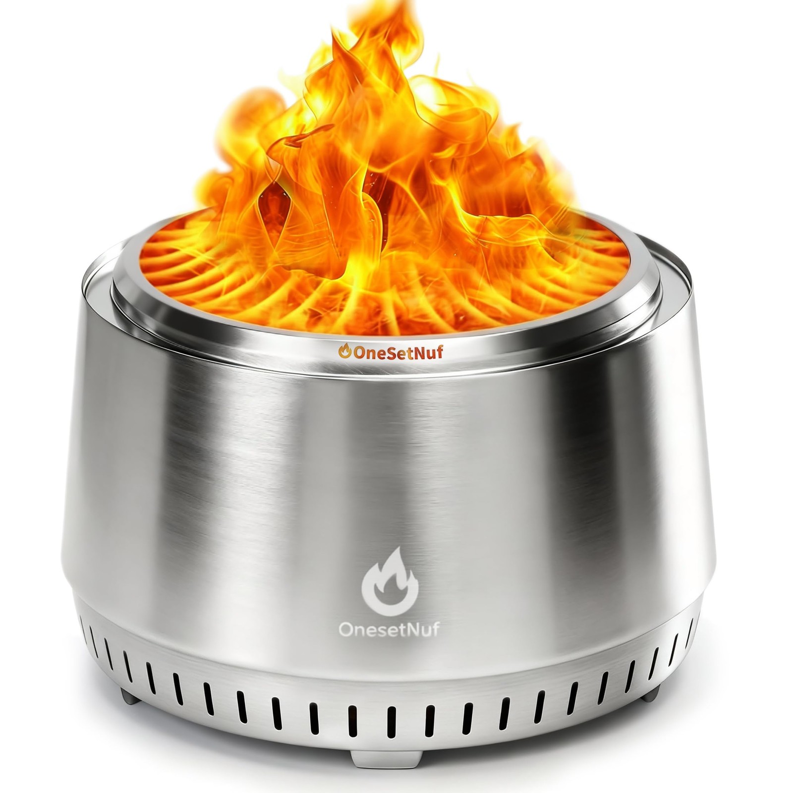 OneSetNuf 21 Inch Smokeless Fire Pit, for Outdoor Patio 21", Stainless Steel