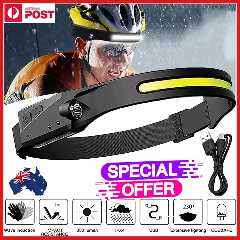 Waterproof COB Headlamp Night Buddy LED Motion Sensor Head Torch Headlight