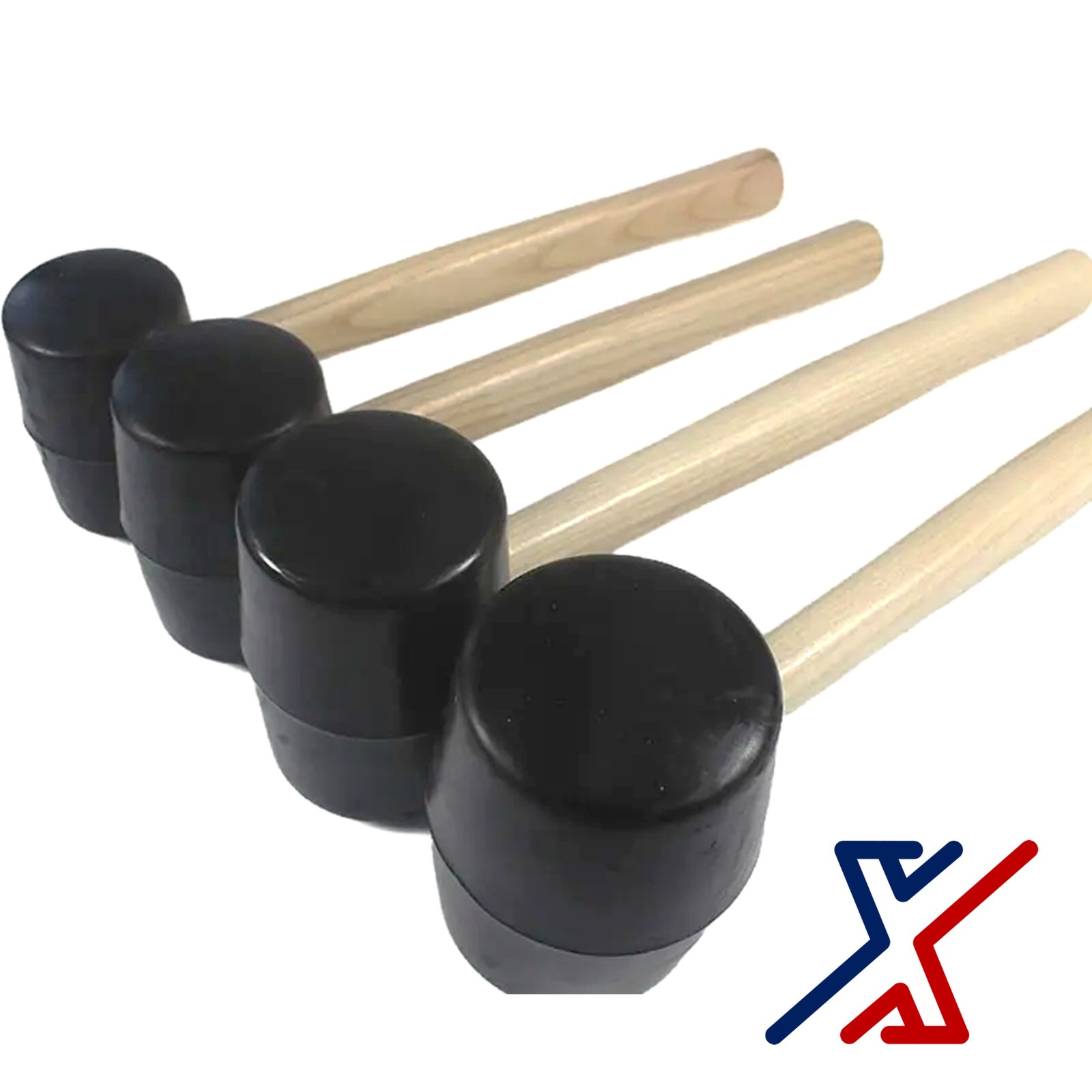 4 Pcs Rubber Mallet with Ergonomic Hard Wood Handles by X1Tools